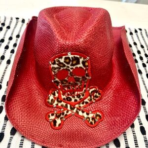 Cowboy Hat leopard skull